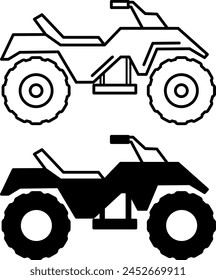 Quad-Bike-Symbole. Schwarz-Weiß-Vektorgrafik Off-Road-Motorrad-Icons. ATV. Verkehrskonzept