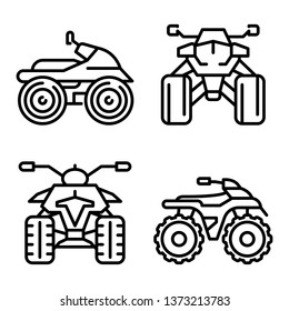 Quad bike icons set. Outline set of quad bike vector icons for web design isolated on white background