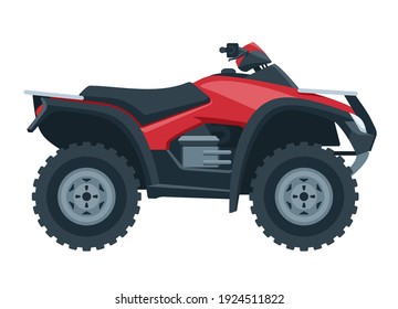 Quad bike isolated in side view. Four-wheeled motorcycle in flat style - isolated icon transportation. Vector illustration