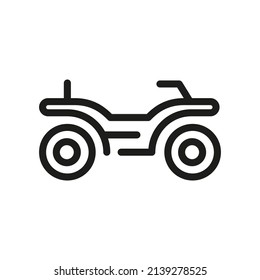 Icono de la línea de cuatro bicicletas. Todo el vehículo terrestre. Signo de cuadriciclo en un fondo blanco. Ilustración de diseño de vectores.