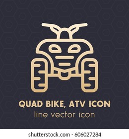 quad bike line icon, all terrain vehicle (ATV), quadricycle