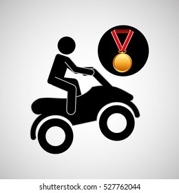 quad bike medal sport extreme graphic vector illustration eps 10