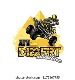 Quad Bike Off-Road ATV Logo, Desert adventure.