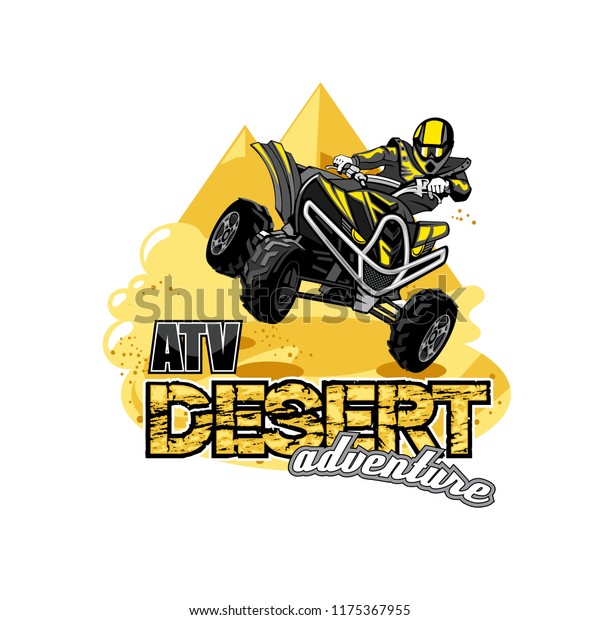 Quad Bike\
Off-Road ATV Logo, Desert\
adventure.