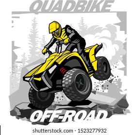 Quad Bike Off-road logo with mountain background