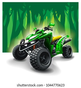 Quad bike on forest background