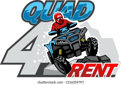 Quad Bike for rent logo, isolated background.