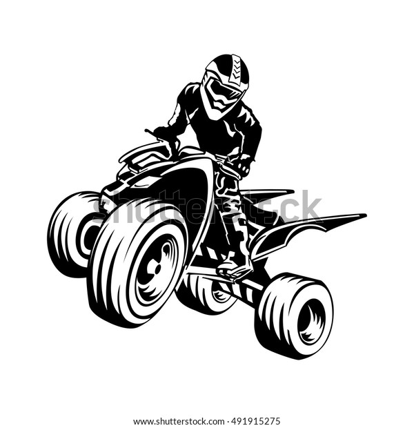 quad bike silhouette, ATV logo design on a\
white background.