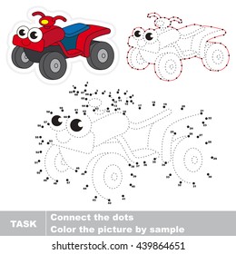 Quad bike. in vector to be traced by numbers. Easy educational kid game. Simple game level. Education and gaming for kids. Vector visual game for children.