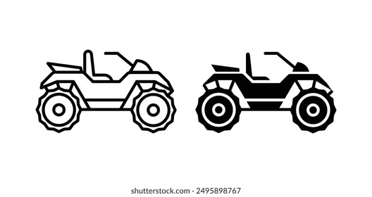 quad bike vector icon set in black color.