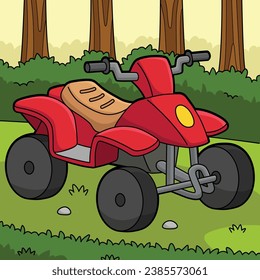 Quad Bike Vehicle Colored Cartoon Illustration