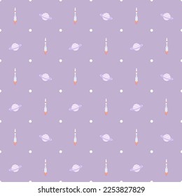 Quad continuous rocket planet vector illustration pattern
