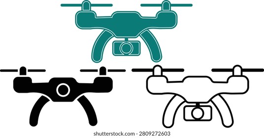 Quad copter drones with camera variations isolated design