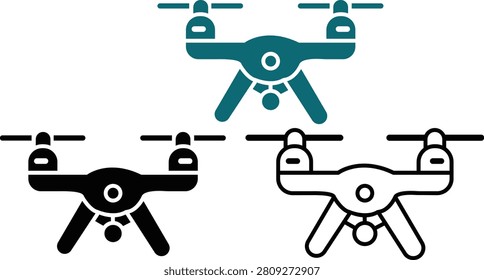 Quad copter Drones Various Designs Isolated Transparent Background