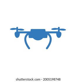 Quad copter flying air drone icon (Blue Vector illustration)