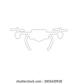 Icono de drone de aire volador de cuatro copos (ilustración del vector de contorno)