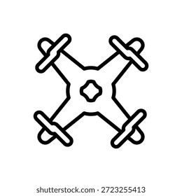 Icono del helicóptero del cuadrángulo, gráfico del Vector de línea