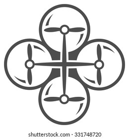 Quad Copter vector icon. Style is flat symbol, gray color, rounded angles, white background.