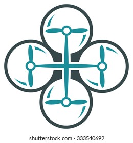 Quad Copter vector icon. Style is bicolor flat symbol, soft blue colors, rounded angles, white background.