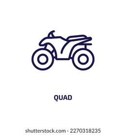 quad icon from transportation collection. Thin linear quad, vehicle, flight outline icon isolated on white background. Line vector quad sign, symbol for web and mobile