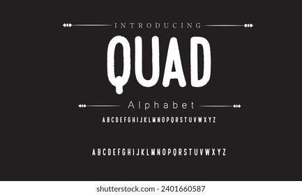 Quad Modern Bold Font. Sans Serif Font. Regular Italic Uppercase Lowercase Typography urban style alphabet fonts for fashion, sport, technology, digital, movie, logo design, vector illustration