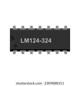 Quad Operational Amplifier LM124 Vector Illustration - Capturing the Essence of Amplification Precision in a Striking Visual Representation