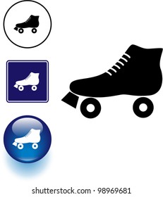 quad roller skate symbol sign and button