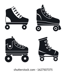 Quad roller skates icons set. Simple set of quad roller skates vector icons for web design on white background