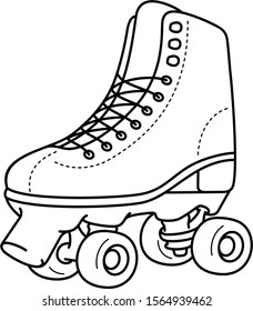 Quad roller skates. Vector outline icon.