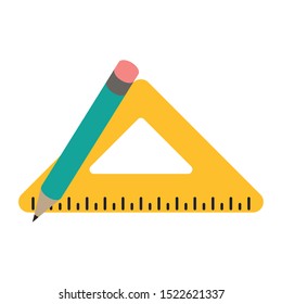  quad ruler and pencil over white background, vector illustration