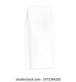 Quad seal bag with narrow top mockup. Perspective view. Vector illustration. Best solution for presentation your brand, design, promo and etc. EPS10.
