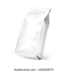 Quad seal bag. Vector illustration on white background. Can be use for coffee, tea, salt, snack, flour and etc. Packaging mockup ready for your design. EPS10.
