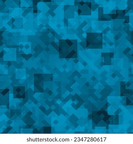 Quad seamless pattern. Repeated overlap layered motif texture. Denim blue colored geometric decorative print. Geometric modern ornament design background. Vector retro abstract wallpaper