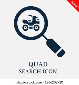 Quad search icon. Quad icon in magnifier icon. Editable Quad search icon for web or mobile.