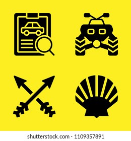 quad, shell, arrows and car repair vector icon set. Sample icons set for web and graphic design