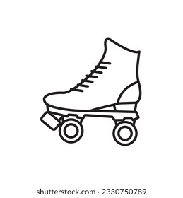 Icono de patinaje cuádruple plano, símbolo de la línea de patines. elemento de patinaje sobre ruedas de estilo moderno. Ilustración vectorial aislada en fondo blanco.