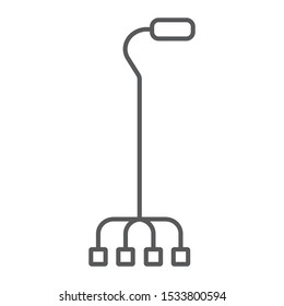 Quad walking thin line icon, orthopedic and medical, quad cane sign, vector graphics, a linear pattern on a white background, eps 10.