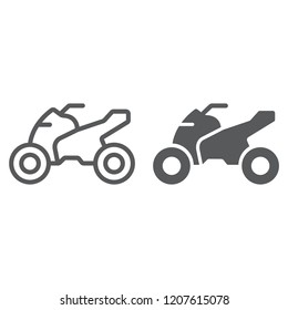Quadbike line and glyph icon, bike and extreme, ATV motorcycle sign, vector graphics, a linear pattern on a white background, eps 10.