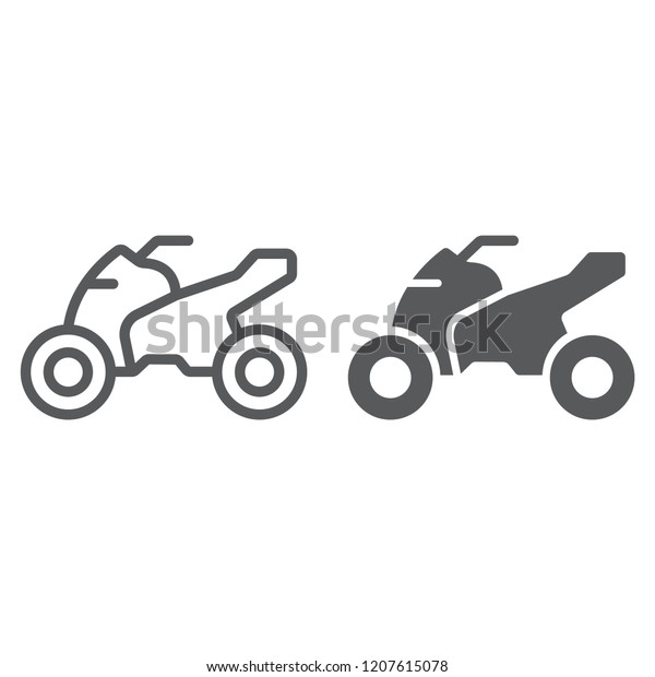 Quadbike line and glyph icon, bike and extreme, ATV\
motorcycle sign, vector graphics, a linear pattern on a white\
background, eps 10.