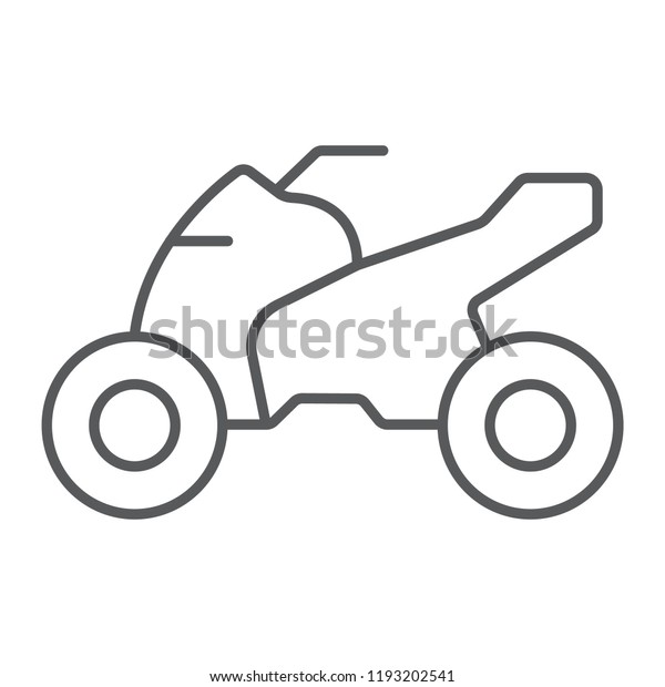 Quadbike thin line icon, bike and extreme, ATV\
motorcycle sign, vector graphics, a linear pattern on a white\
background, eps 10.