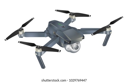 Quadcopter 3d vector illustration,  drone isolated on white, eps 10 vector