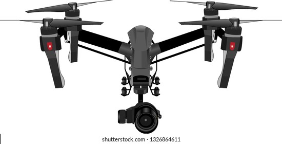 Quadcopter 3d vector illustration, drone  with camera isolated  isolated on white, eps 10 vector