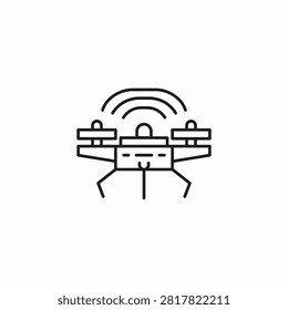 quadcopter with antenna and signal waves icon sign vector