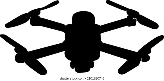 quadcopter black silhouette, isolated, vector