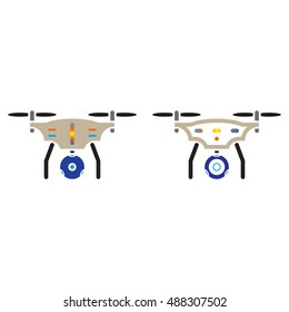 quadcopter with camera line icon, outline and solid vector sign, linear and full pictogram isolated on white, colorful logo illustration