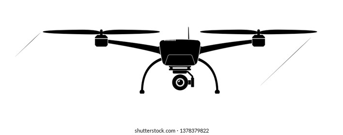 Quadcopter or copter flying in the air. Camera and shooting video or photo from the air