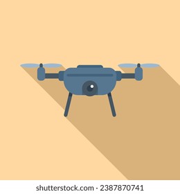 Quadcopter drone icon flat vector. Spy video toy. Map land