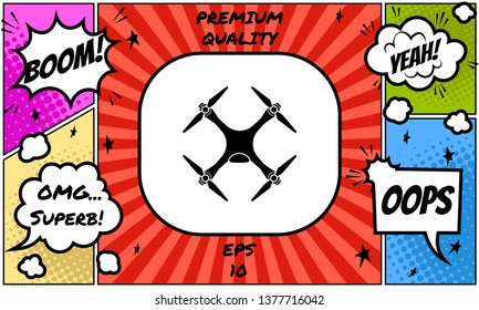 Quadcopter, drone icon. Graphic elements for your design