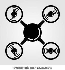 Quadcopter, drone icon isolated on white background. Vector illustration.