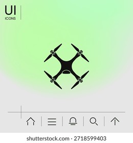 Icono de dron Quadcopter. Vista superior de un avión volador con cámara